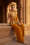 Mustard Georgette Readymade Sharara Set With Georgette Dupatta