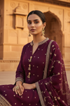 Garnet Cotton Readymade Suit And Pant With Cotton Dupatta