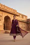 Garnet Cotton Readymade Suit And Pant With Cotton Dupatta
