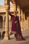 Garnet Cotton Readymade Suit And Pant With Cotton Dupatta