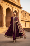 Garnet Cotton Readymade Suit And Pant With Organza Dupatta