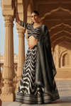 Black Dolna Lehenga Set And Dolna Dupatta With Stitched Blouse