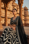 Black Dolna Lehenga Set And Dolna Dupatta With Stitched Blouse