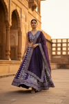 Purple Dolna Lehenga Set And Dolna Dupatta With Stitched Blouse