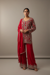Rani Chinon Readymade Sharara Set With Chinon Dupatta