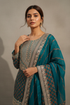 Rama Crepe Readymade Sharara Set With Crepe Dupatta
