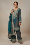 Rama Crepe Readymade Sharara Set With Crepe Dupatta