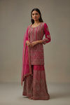 Rani Georgette Readymade Sharara Set With Net Dupatta