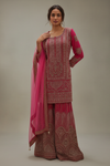 Rani Georgette Readymade Sharara Set With Net Dupatta