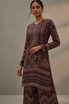 Garnet Crepe Readymade Sharara Set With Crepe Dupatta