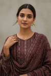 Garnet Crepe Readymade Sharara Set With Crepe Dupatta