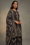 Black Crepe Readymade Suit And Sharara With Crepe Dupatta
