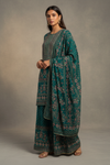 Rama Crepe Readymade Sharara Set With Crepe Dupatta