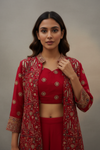 Rani Georgette Readymade Sharara Set With Shrug Dupatta