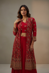 Rani Georgette Readymade Sharara Set With Shrug Dupatta
