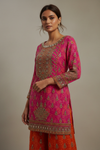 Rani Crepe Readymade Suit and Sharara Set With Crepe Dupatta