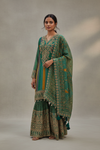 Rama Crepe Readymade Sharara Set With Crepe Dupatta