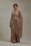Tussar Crepe Readymade Suit And Sharara With Crepe Dupatta