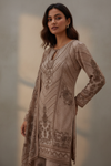 Tussar Crepe Readymade Suit And Sharara With Crepe Dupatta