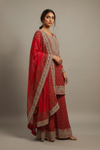 Rani Crepe Readymade Sharara Set With Crepe Dupatta
