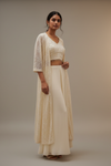 Off White Georgette readymade Sharara Set With Shrug