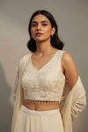 Off White Georgette readymade Sharara Set With Shrug