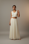 Off White Georgette readymade Sharara Set With Shrug