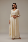 Off White Georgette readymade Sharara Set With Shrug