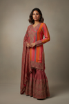 Rani Crepe Readymade Sharara Set With Crepe Dupatta