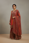 Rani Crepe Readymade Sharara Set With Crepe Dupatta