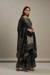 Grey Crepe Readymade Sharara Set With Crepe Dupatta