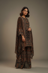 Matelic Grey Crepe Readymade Sharara Set With Crepe Dupatta