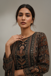 Matelic Grey Crepe Readymade Sharara Set With Crepe Dupatta