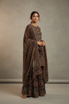 Matelic Grey Crepe Readymade Sharara Set With Crepe Dupatta