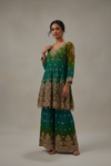 Rama Organza Readymade Suit And Sharara With Organza Dupatta