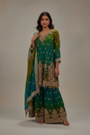 Rama Organza Readymade Suit And Sharara With Organza Dupatta