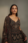 Black Crepe Floor Length Readymade Suit With Crepe Dupatta