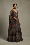 Black Crepe Floor Length Readymade Suit With Crepe Dupatta