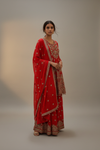 Red Organza Readymade Suit And Sharara With Organza Dupatta