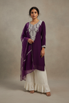 Purple Dola Readymade Sharara Set With Organza Dupatta