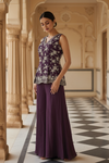 Mauve Chinon Readymade Sharara Set With Chinon Dupatta