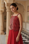 Rani Georgette Readymade Sharara Set With Georgette Dupatta