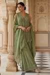 Pista Crush Tissue Readymade Sharara Set With Tissue Dupatta