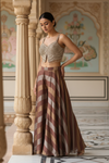 Brown Organza Readymade Sharara Set With Shrug