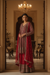 Garnet Georgette Readymade Suit & Leggings With Chinon Dupatta