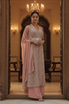 Gajari Tissue Readymade Suit & Palazzo Pants With Net Dupatta