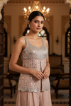 Onion Shimmer Readymade Sharara Set With Shimmer Dupatta