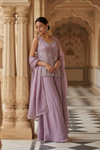 Mauve Shimmer Readymade Sharara Set With Tissue Dupatta