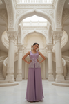 Mauve Shimmer Readymade Sharara Set With Tissue Dupatta