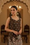Brown Foil Tissue Readymade Sharara Set With Tissue Dupatta